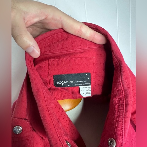 Rocawear Red Snap Button Western Shirt - Picture 2 of 10